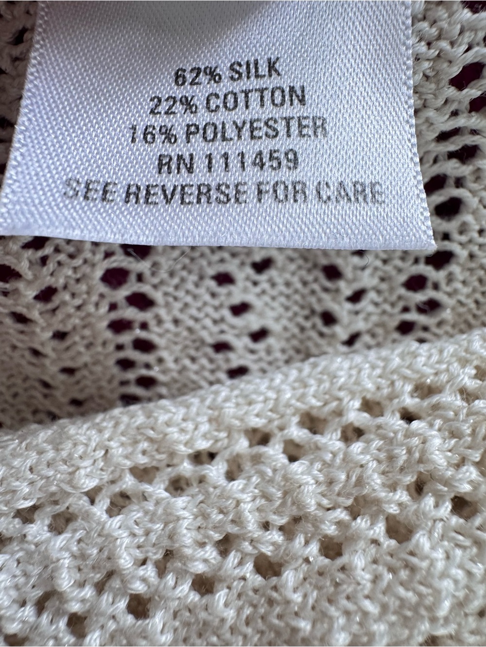 White House Black Market Crochet Knit Tunic Shimmer Cream Cowl Neck M Summer - Picture 6 of 10